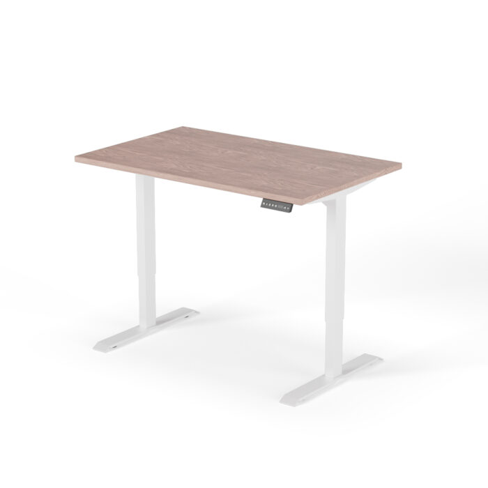 2-step height-adjustable desk 140cm white walnut