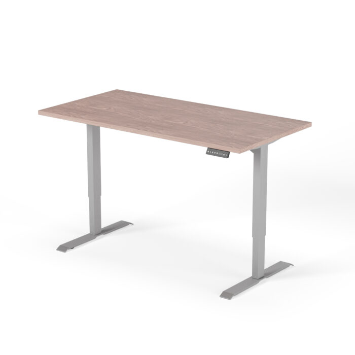 2-step height-adjustable desk 160cm gray walnut