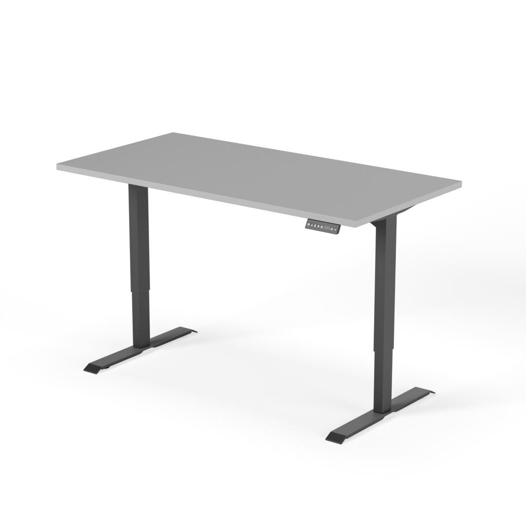 2-stage height adjustable desk 160cm black gray