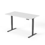 2-trins højdejusterbart skrivebord 160 cm sort hvid