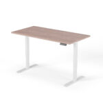 2-step height-adjustable desk 160cm white walnut