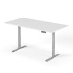 2 level height adjustable desk 180cm grey white