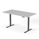 2-trins højdejusterbart skrivebord 180 cm sort grå