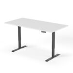 2-trins højdejusterbart skrivebord 180 cm sort hvid
