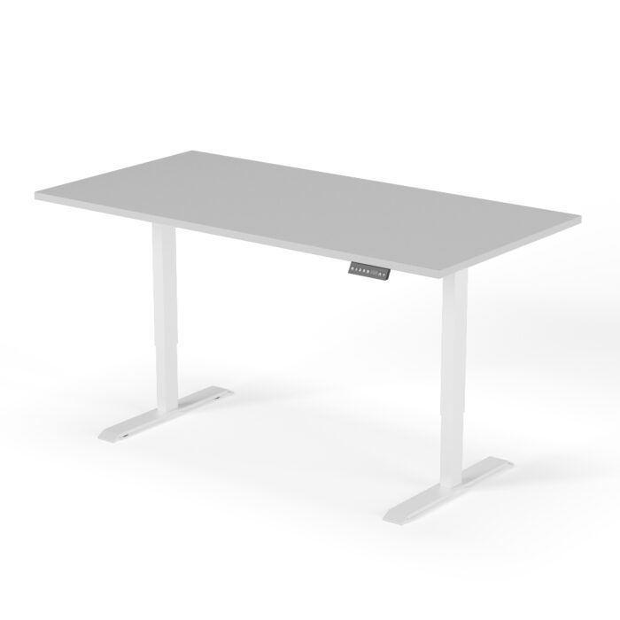 2-trins højdejusterbart skrivebord 180 cm hvidgrå
