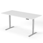 2 level height adjustable desk 200cm grey white