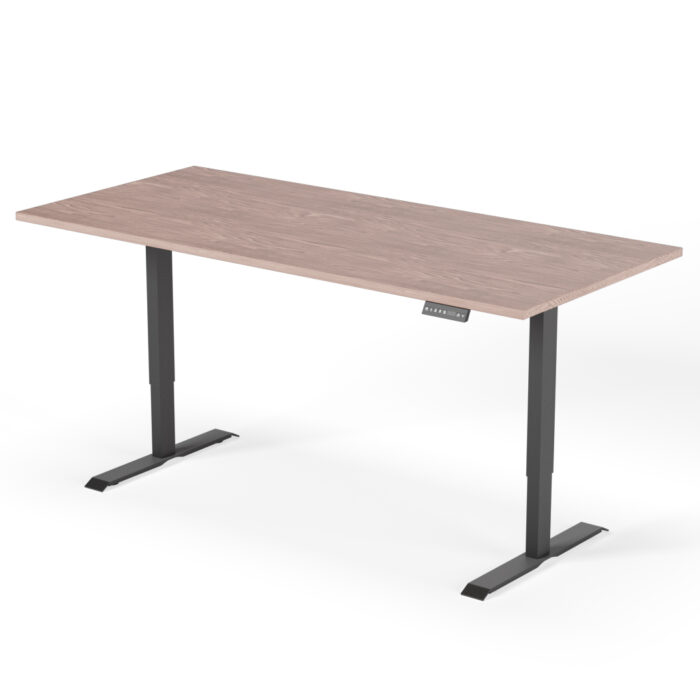 2-step height-adjustable desk 200cm black walnut