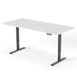 2-trins højdejusterbart skrivebord 200 cm sort hvid
