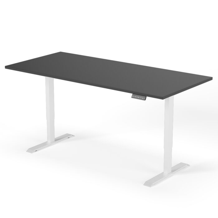 2-trins højdejusterbart skrivebord 200 cm hvid antracit