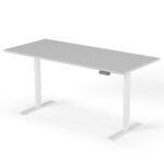 2-trins højdejusterbart skrivebord 200 cm hvidgrå