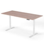 2-step height-adjustable desk 200cm white walnut