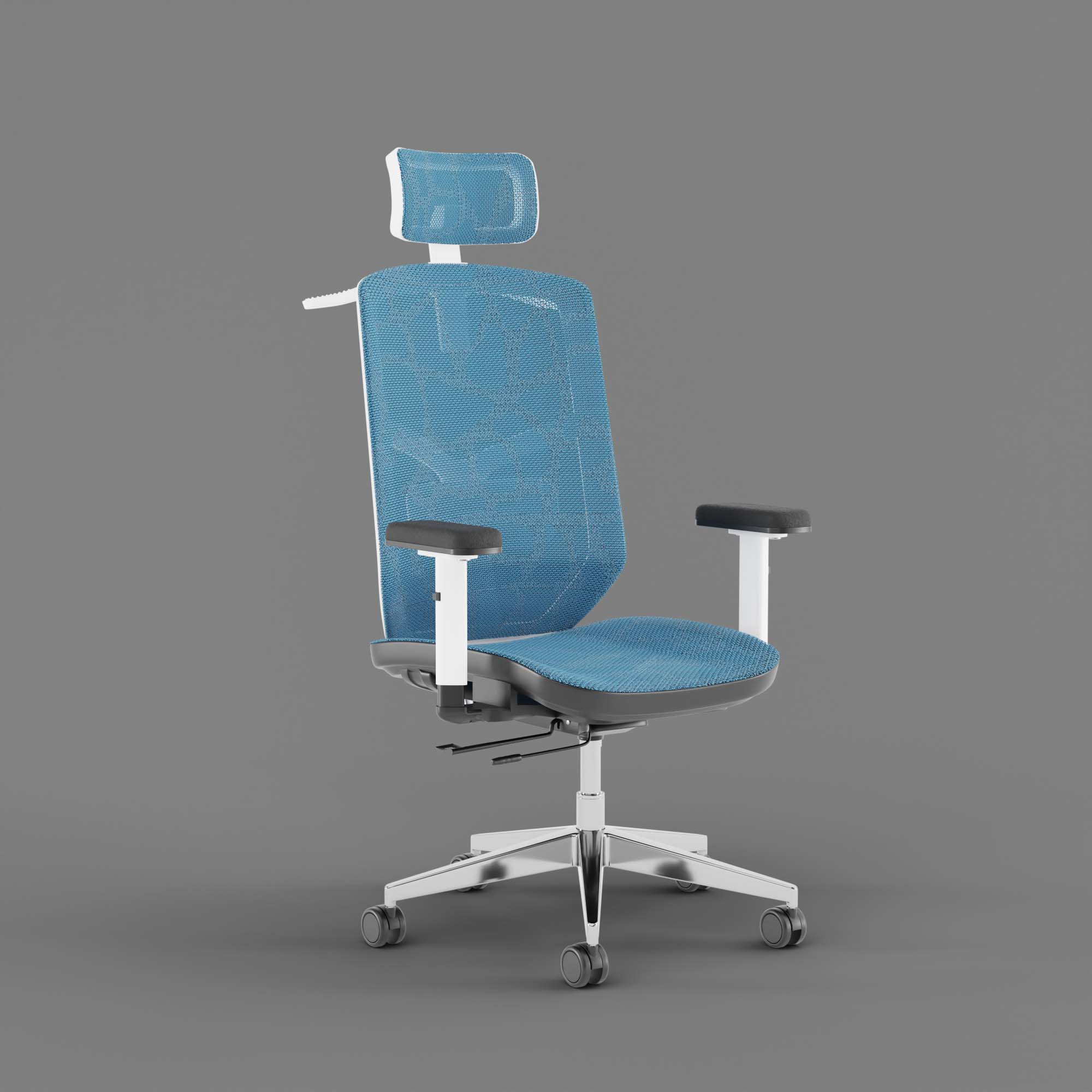 Office chair LENDA white blue