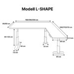 Standable Hjørnebord i L-form dimensioner